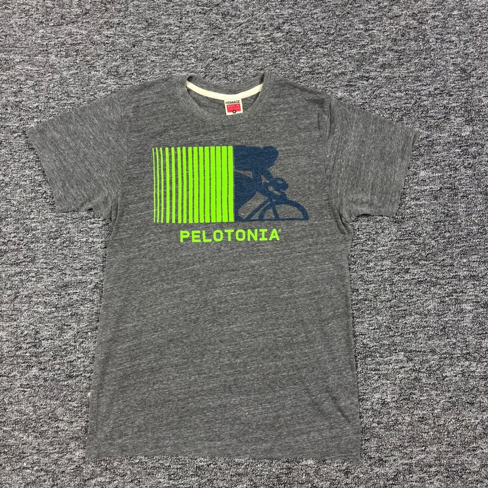 Homage Pelotonia Cycling SIngle Stitch Graphic Grey T-Shirt Size Medium